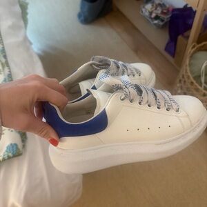 Alexander McQueen White Sneakers with Blue Heel Tab